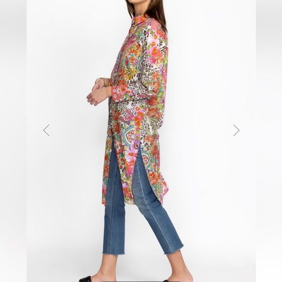 Johnny Was Wild Garden Relaxed Overshirt Floral Multicolor $199 MSRP Size Large - Picture 4 of 9